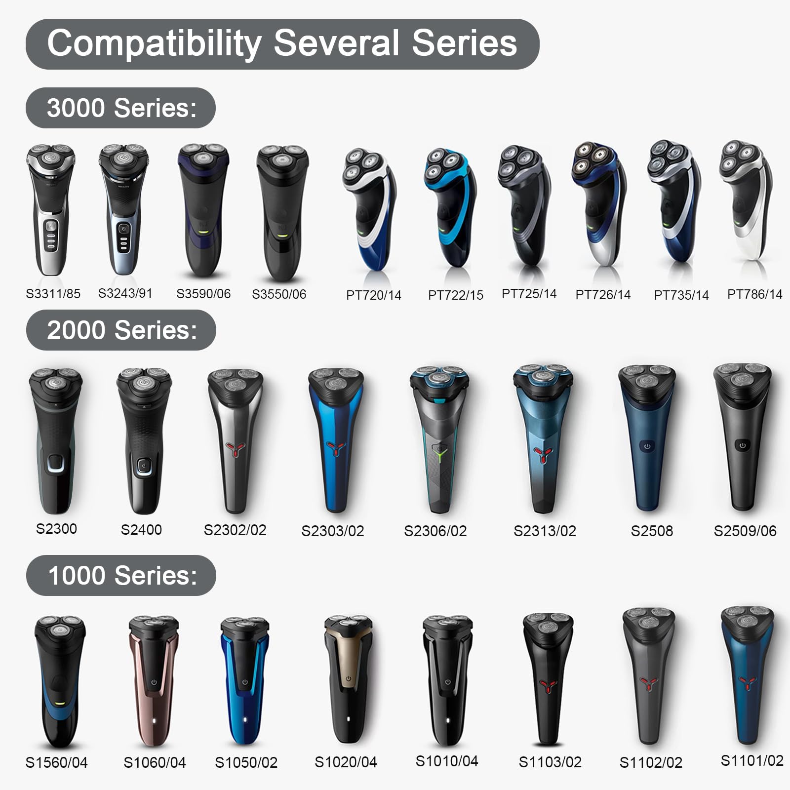 SH30 Replacement Heads Compatible with Philips Norelco Series 3000, 2000,1000 and S738 Electric Shavers, SH30 Replacement Blades for Philips Norelco 2400, 2600, 2100, 6 Pack with 1pc Retaining Ring