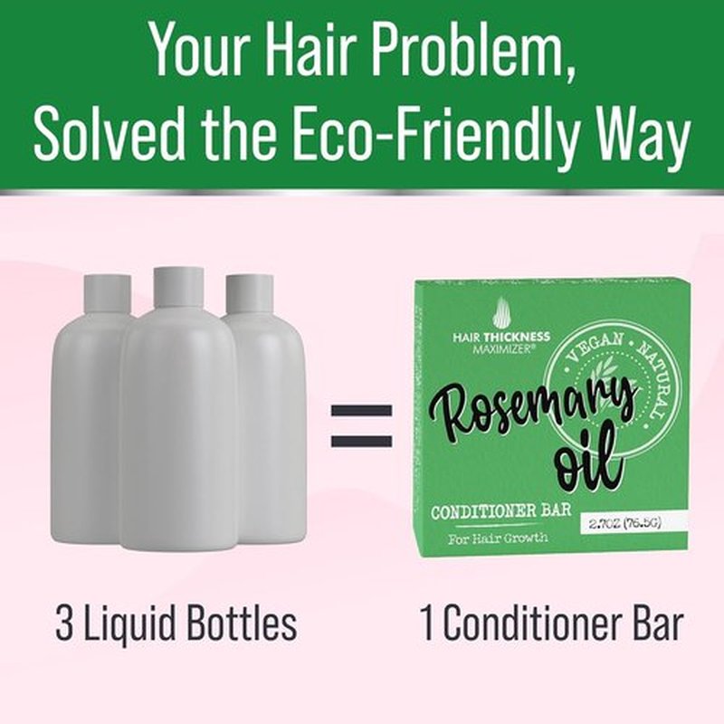 Skiennix Rosemary Oil Conditioner Bar - Eco-Friendly, Vegan, Color Safe | Strengthens & Hydrates Hair, USA Made
