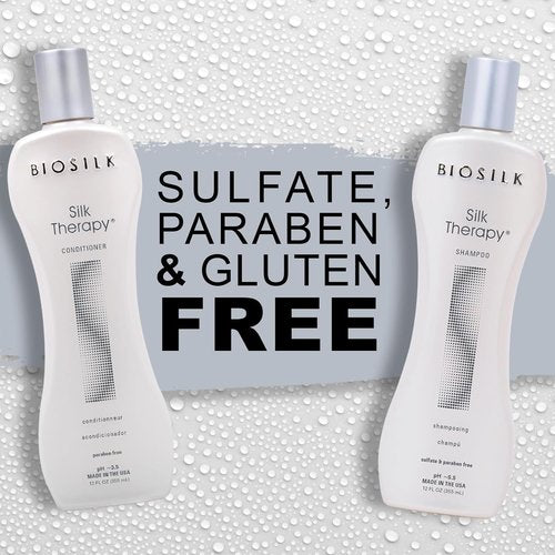 BioSilk Silk Therapy Duo Set - Sulfate-Free Shampoo & Conditioner for Shiny, Moisturized Hair | 12 Oz Each