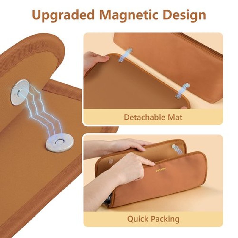 MOKURA Hot Hair Tools Travel Bag with Heat Resistant Mat Removable, Hair Accessories Organizer Case, Women Travel Essentials, Storage Pouch for Curling Iron Straightener Flat Iron Hair Dryer, Brown