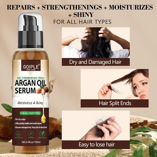 Argan Oil Hair Serum by Regine Switzerland - Moisturizing & Anti-Frizz Treatment for Dry, Damaged Hair | Heat Protectant & Nourishing Shine