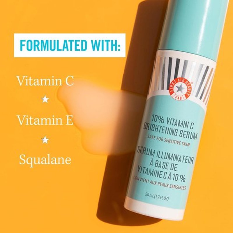 First Aid Beauty - 10% Vitamin C Brightening Serum | Daily Dark Spot Treatment with Squalane & Vitamin E, 1.7 oz