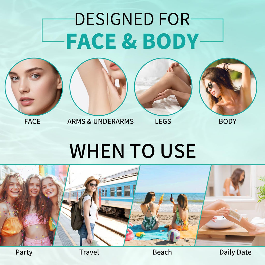Wax Strips, 80pcs Wax Strips For Face & Body, Waxing Strips For Women, For Bikini, Lip, Body, Facial Hair Removal (40*Big, 40*Small，6*Wipes)