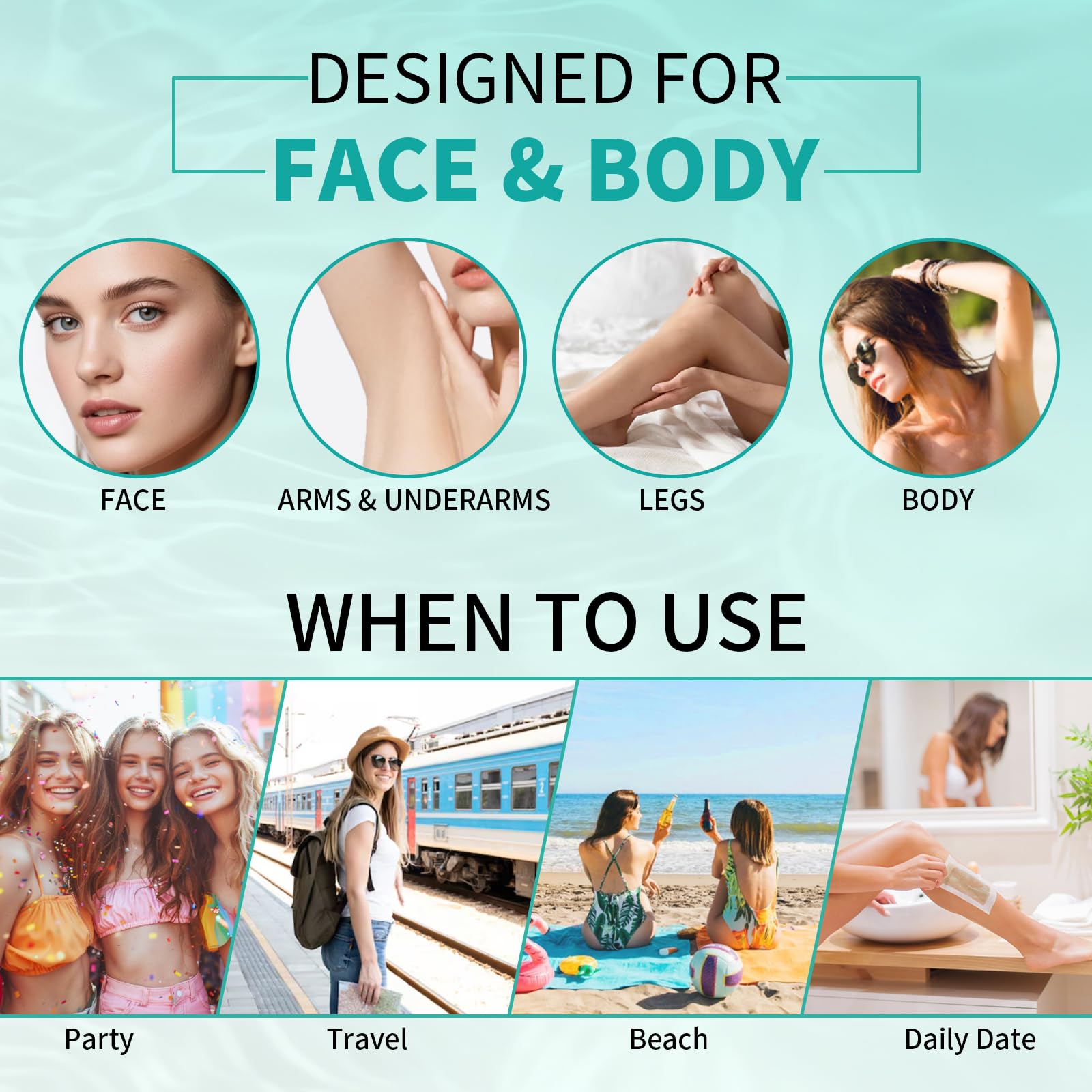 Wax Strips, 80pcs Wax Strips For Face & Body, Waxing Strips For Women, For Bikini, Lip, Body, Facial Hair Removal (40*Big, 40*Small，6*Wipes)