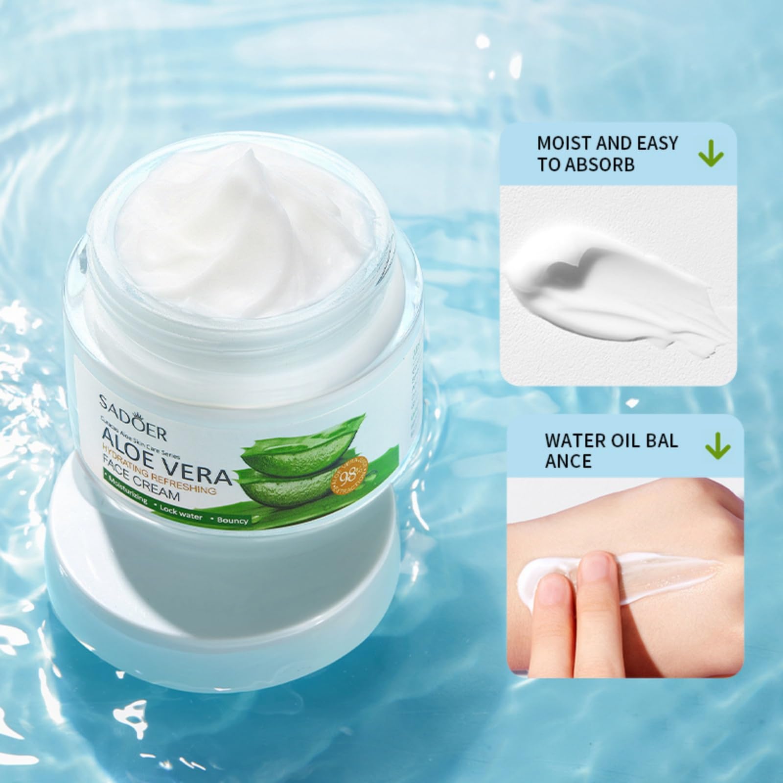 suckoo For Sadoer Aloe Vera Moisturizing Face Cream Lotion,Moisturizing Face Moisturizers,Firming Hydrating Facial Creams,Facial Skin Care,Brighten skin tone 50g 1.76 oz