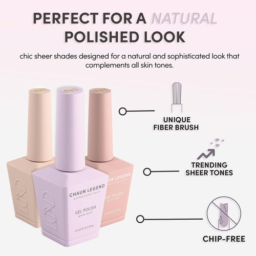 Chaun Legend Gel Nail Polish 0.5 Ounce| SHEER TONES | Sticky Rice LG5100