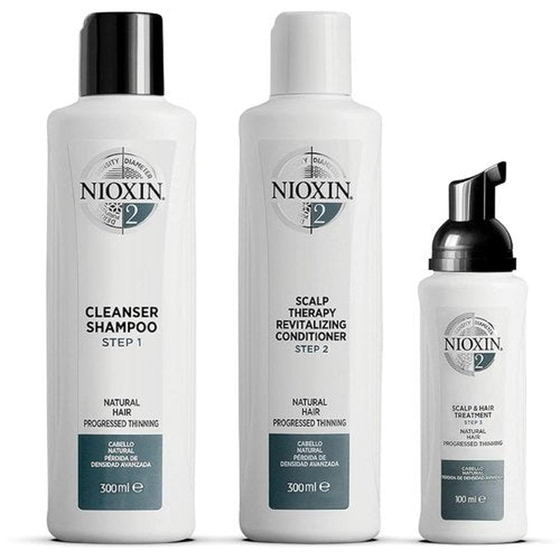 Nioxin Scalp + Hair Thickening System 2 Kit - Boost Density for Natural Hair with Thinning | Cleanse, Condition & Treat