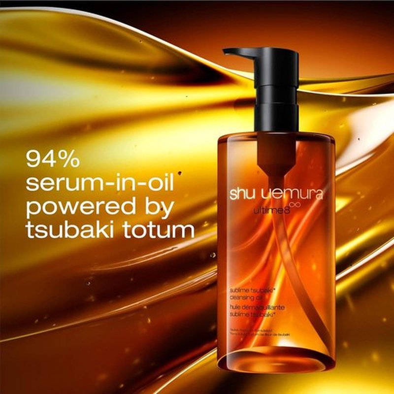 Shu Uemura Ultime8 Sublime Tsubaki Cleansing Oil - Gentle Makeup Remover & Facial Cleanser for All Skin Types | Nourishing 8 Botanical Oils