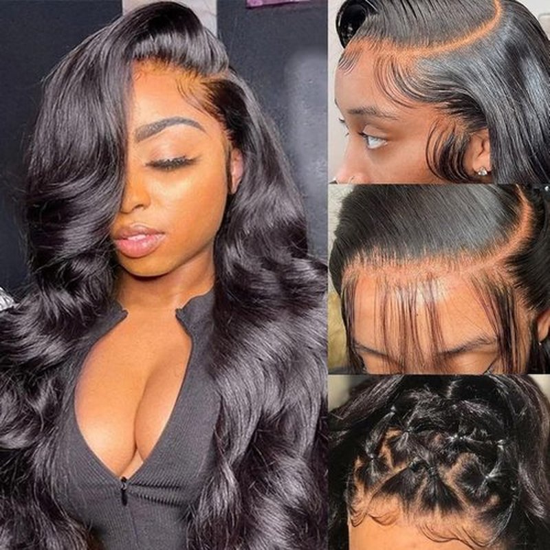 BOXIUBUT 200% Density 13x6 HD Lace Front Natural Black Body Wave Wigs 100% Human hair Pre Plucked Brazilian Full Frontal Wigs 13x6 Human Hair with Baby Hair Natural Hairline