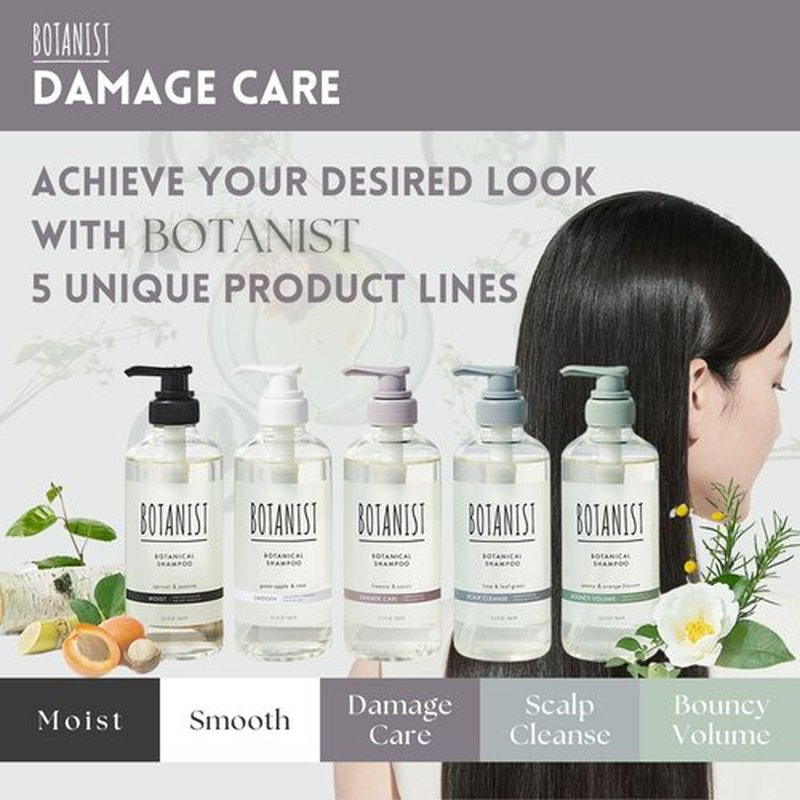 Botanist Organic Shampoo for Women, Paraben and Sulfate Free Shampoo for Color Treated Hair with Keratin, Proteins, Collagen& Hyaluronic Acid from Japan 15.5Fl Oz FREESIA & CASSIS, DAMAGE CARE