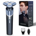 Electric Razor for Men, 3D Floating Heads, USB-C Fast Charging, IPX8 Waterproof, Travel Lock, Glossy Blue