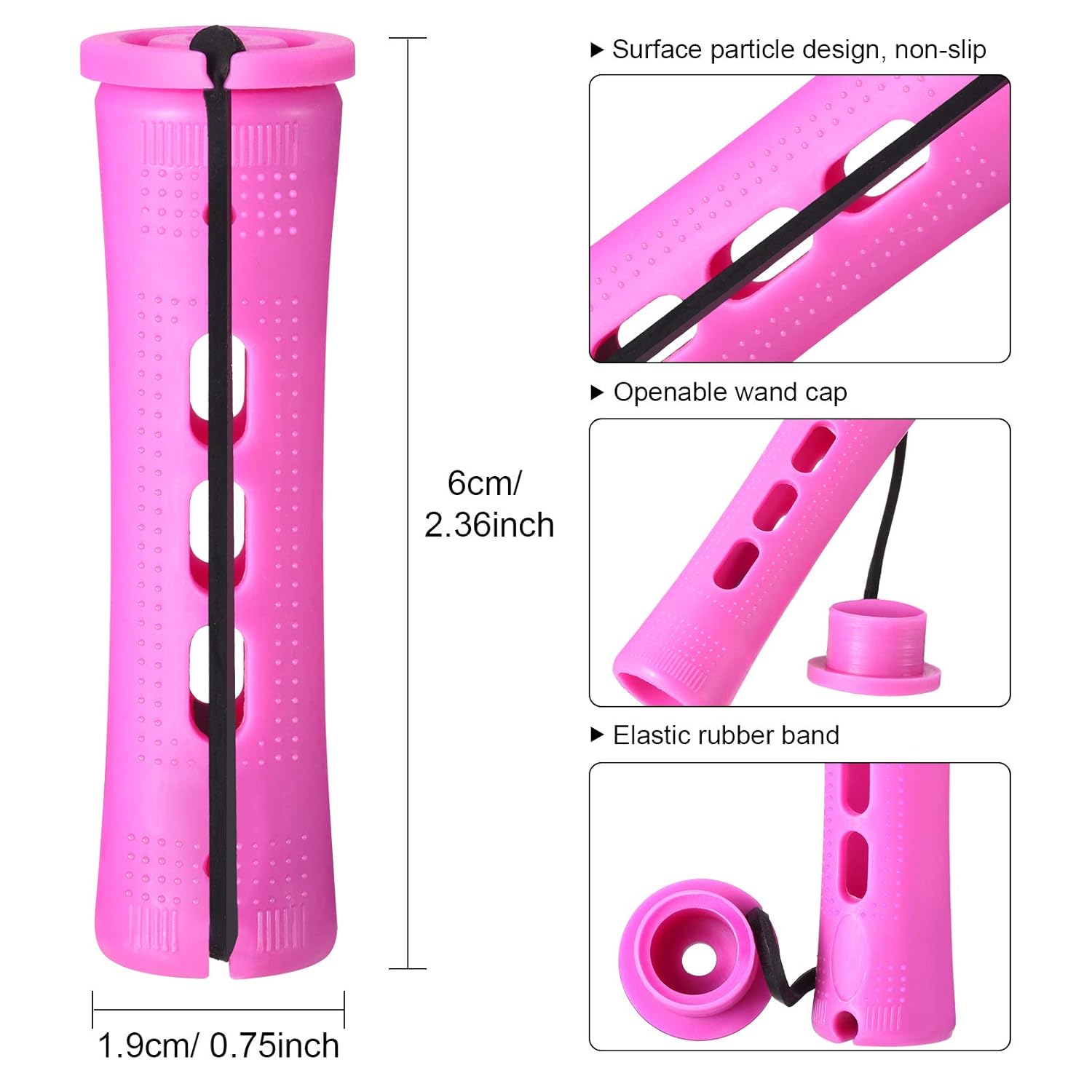 WILLBOND 60 Pcs Short Perm Rods - Non-Slip Plastic Cold Wave Kit for Natural Hair | 0.75 Inch, Purple