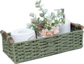 Skiennix Round Paper Rope Storage Basket - Decorative Wicker Organizer with Handle | Green, Small Size