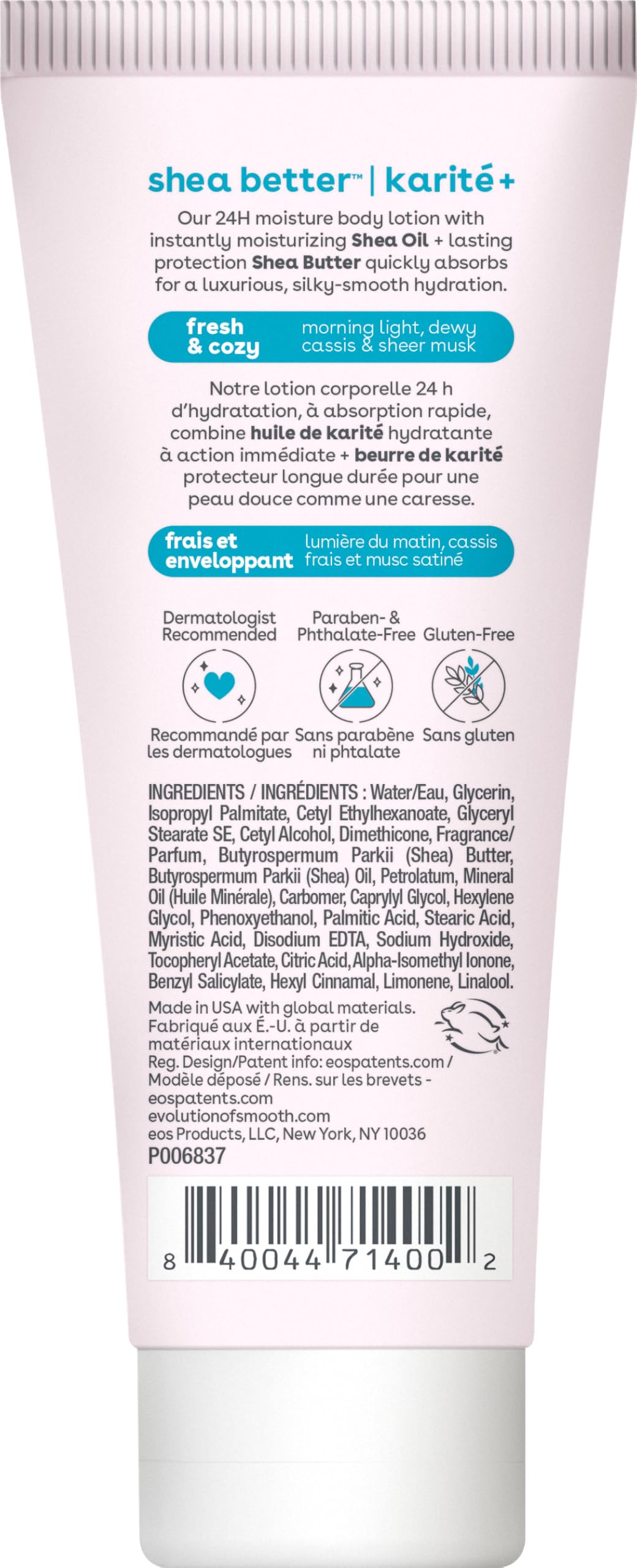 eos 24H Moisture Travel Body Lotion- Fresh & Cozy, Travel Size Essential, Toiletries, Mini Body Lotion, 2.5 fl oz (Pack of 2)