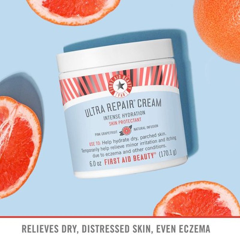 First Aid Beauty Ultra Repair Cream - Intense Hydration Moisturizer for Face & Body, Pink Grapefruit, 6 oz.