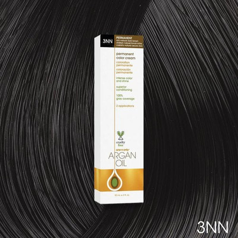 One N' Only Permanent Hair Color - Argan Oil Infused Hair Dye for Rich Gray Coverage - 3NN Dark Brown (3 oz)