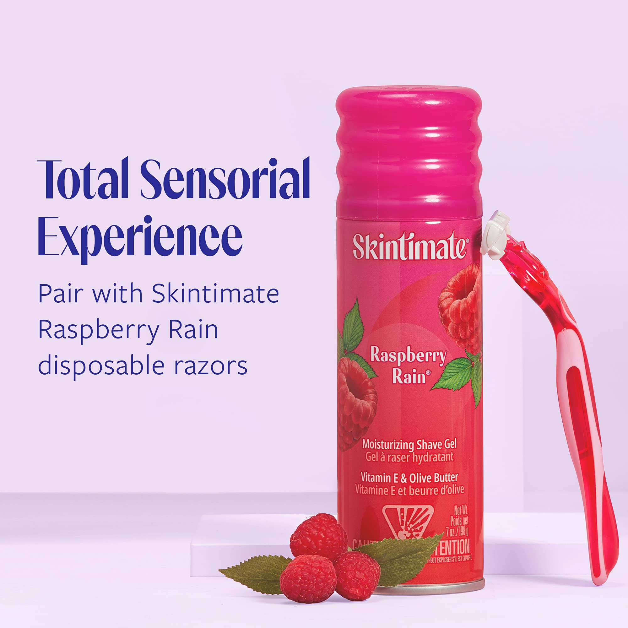 Skintimate Signature Scents Moisturizing Shave Gel for Women Raspberry Rain with Vitamin E and Olive Butter - 2.75 Ounce (Pack of 12)