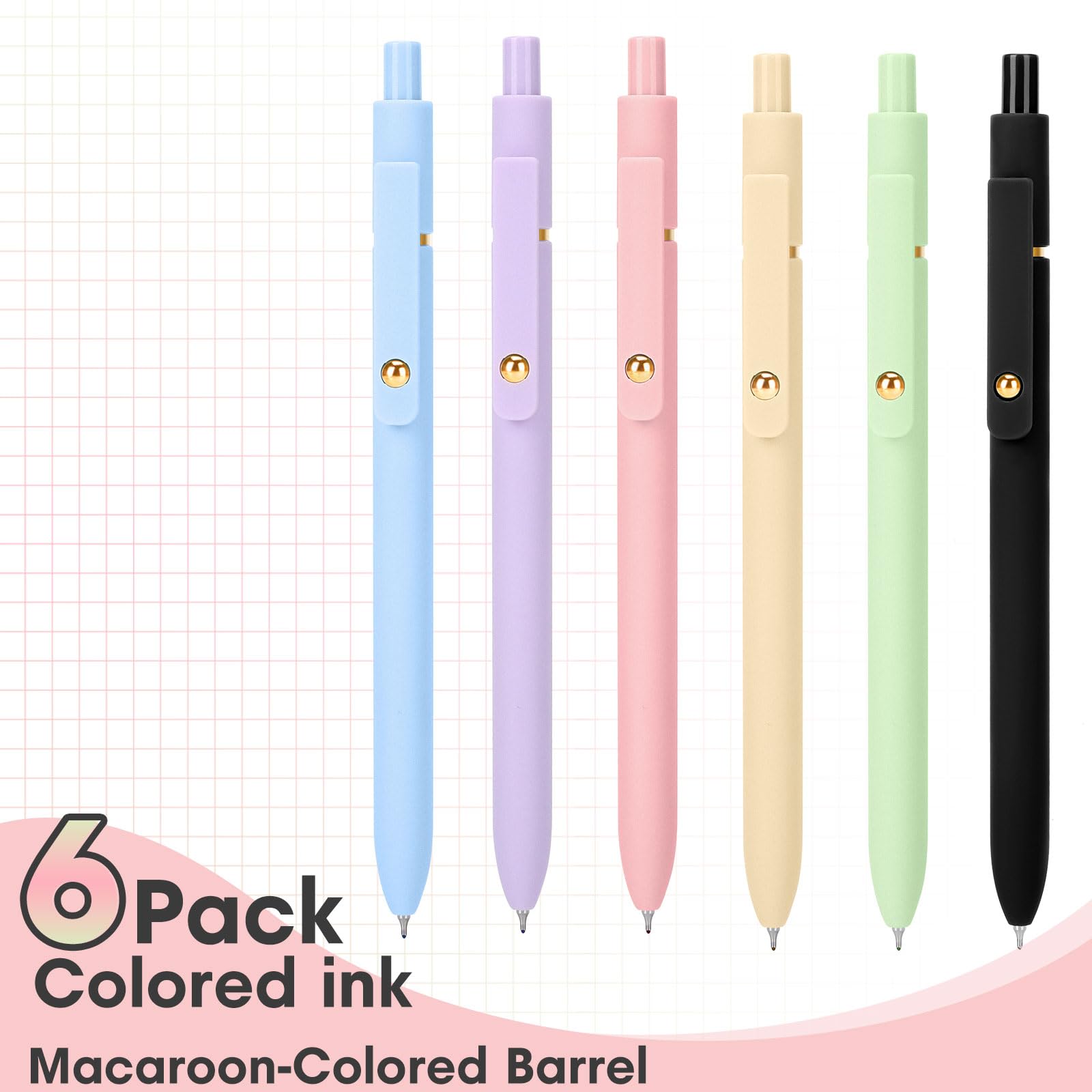 Ddaowanx Colored Gel Pens, 0.5mm Fine Point Retractable,Colorful Pens for Journaling,School Supplies, Gifts for Nurse and Teens, Stockings Stuffers for Women(6Pcs-Aesthetic Colors)