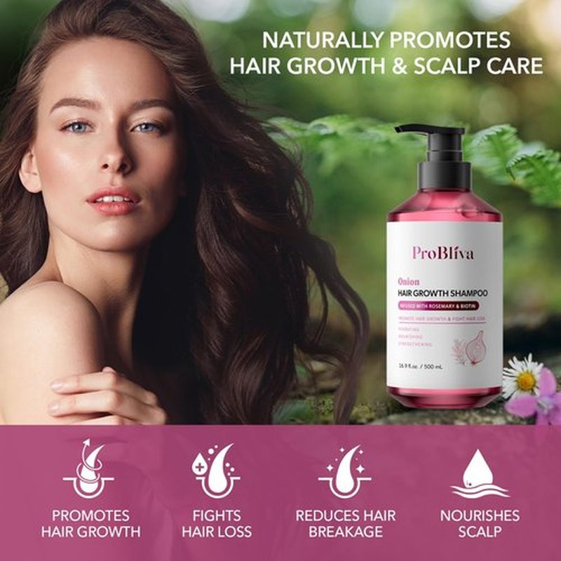 Onion & Biotin Hair Growth Shampoo: Rosemary Infused Shampoo for Hair Loss and Thinning Hair - Promotes Healthier, Thicker and Stronger Hair for Women and Men