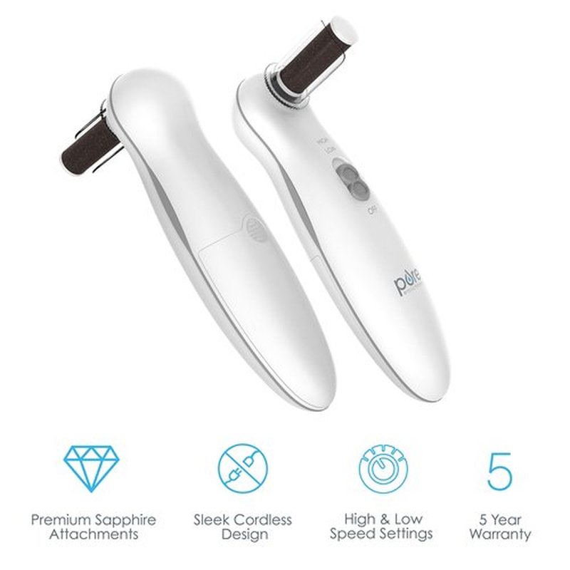 Pure Enrichment PurePedi Deluxe 10-Piece Pedicure Set - Professional at-Home Pedicure Kit with Attachments: Cordless Nail File, Drill, Callus Remover, & Protective Cap - Easy to Use, Salon-Quality