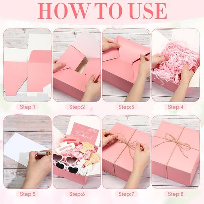 Geiserailie 40 Pcs 8 Set Bridesmaid Proposal Gifts Will You Be My Bridesmaid 4.1in Square Hair Claws Heart Sunglasses(Pink)