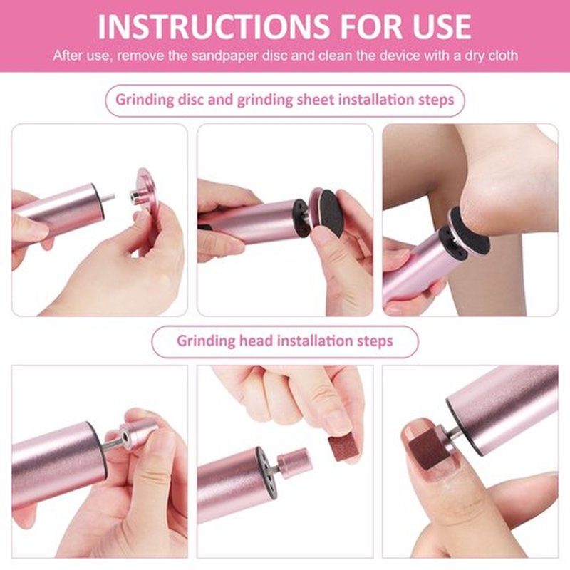 Electric Callus Remover for Feet, 6-Speed Pedicure Tool with 2-in-1 Rechargeable Foot File Callus Remover with USB Charging & 3 Types of Sandpaper, Dead Skin Remover for Dry Cracked Heels (Pink)