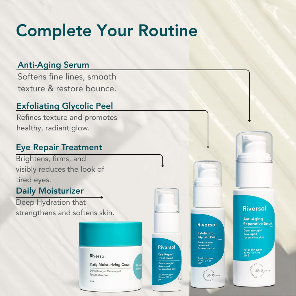 Riversol Retinol Night Cream for Sensitive Skin | 0.5% Retinol for Face & Eye Area | Gentle Anti-Aging Treatment for Fine Lines & Wrinkles | With Peptides & Hyaluronic Acid | Dermatologist Developed