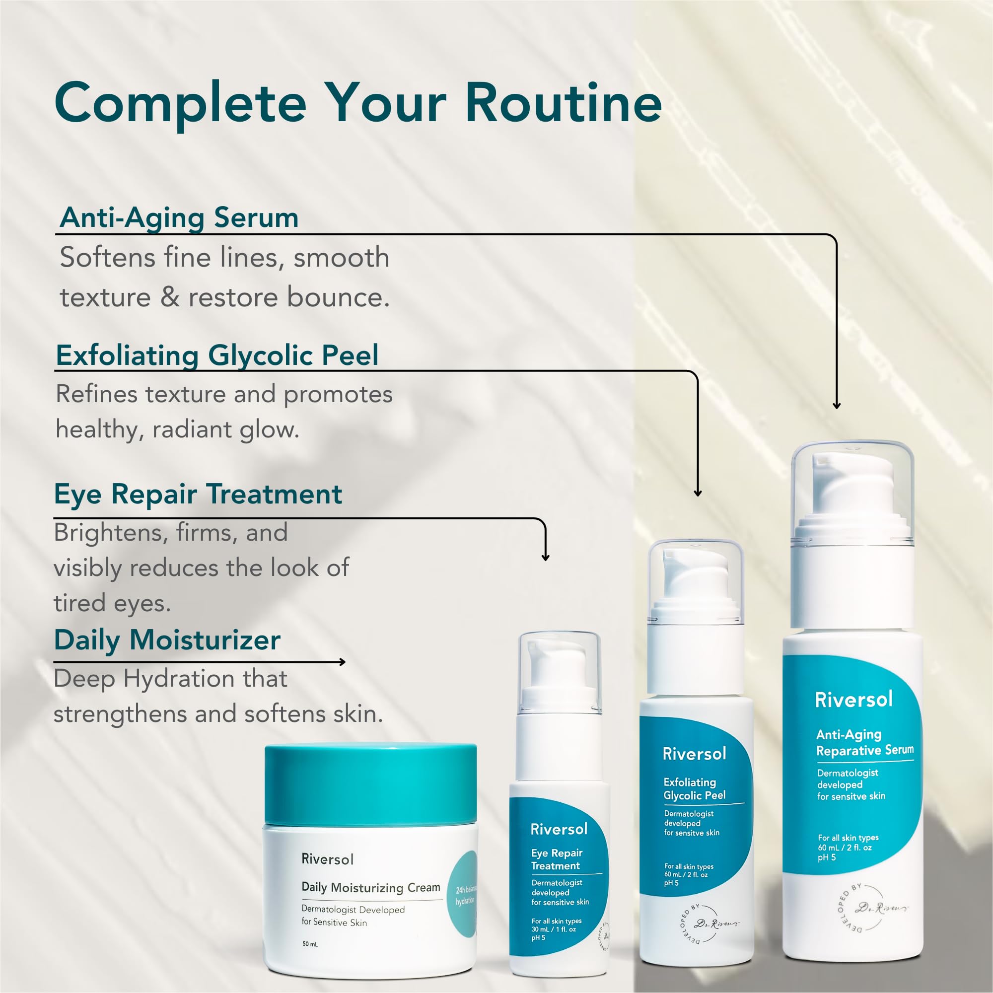 Riversol Retinol Night Cream for Sensitive Skin | 0.5% Retinol for Face & Eye Area | Gentle Anti-Aging Treatment for Fine Lines & Wrinkles | With Peptides & Hyaluronic Acid | Dermatologist Developed