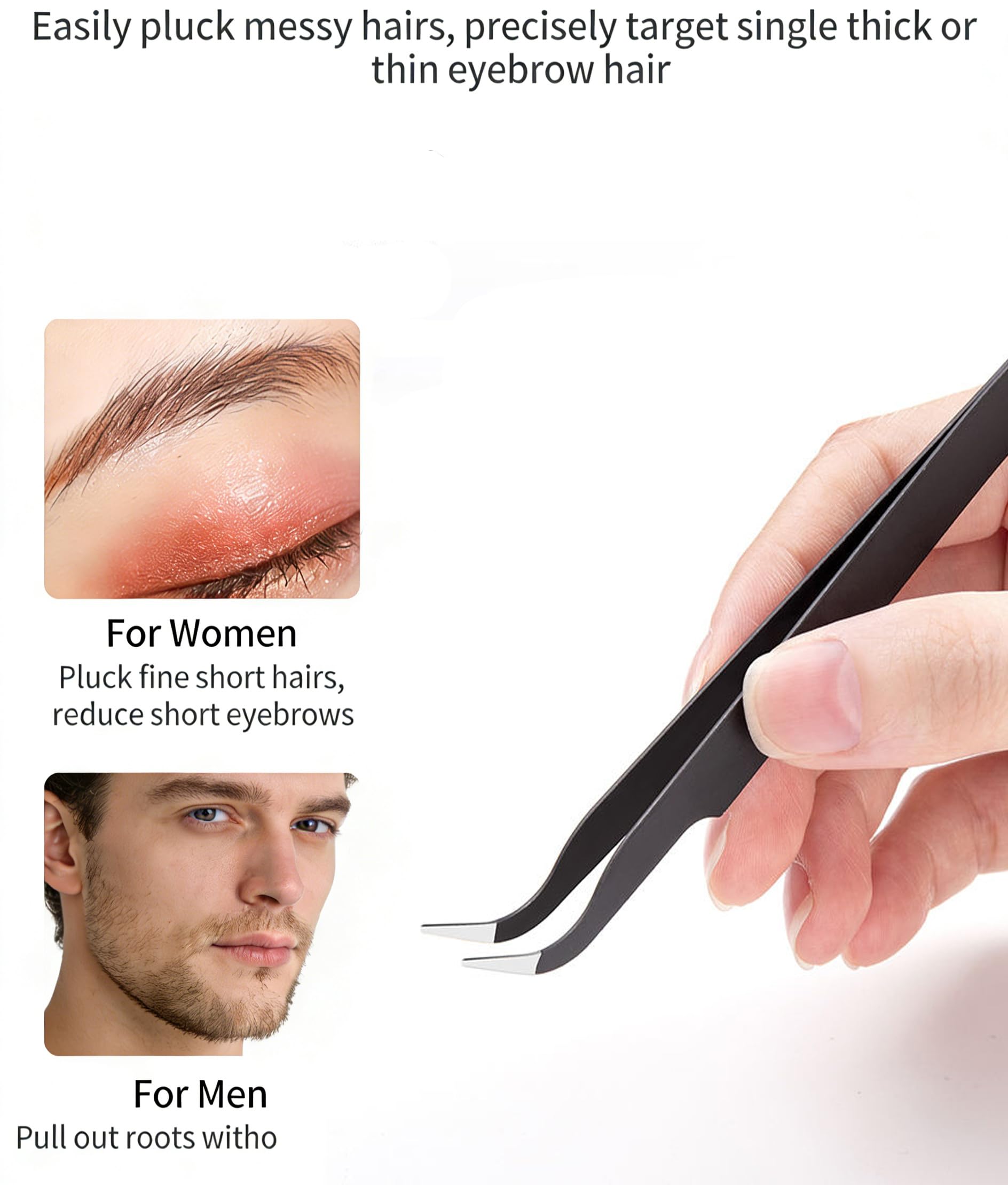 12 Pieces Tweezers for Crafting Stainless Steel Curved Pointed Tweezers with Protective Cover for Rhinestones Dried Flowers Craft Stickers Eyelash Extension Jewelry Making(Black)