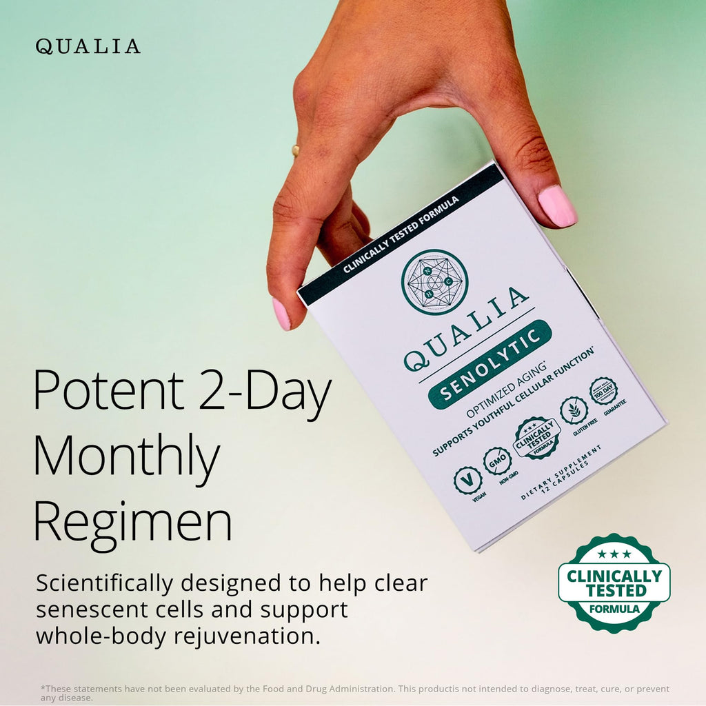 Qualia Senolytic – The Ultimate Formula for Enhanced Cell Repair and Rejuvenation. A Revolutionary Two-Day Aging & Longevity Support Regimen w. Fisetin, Quercetin, Piperlongumine, Senactiv®, Curcumin