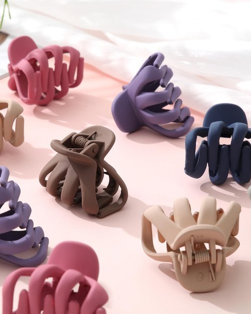 Butterfly Hair Clips: Flower Small Claw Clips for Women - 12pcs Matte Cute Hair Clips for Girls (Octopus - Green/Purple/Brown/Blue/Pink/Yellow)