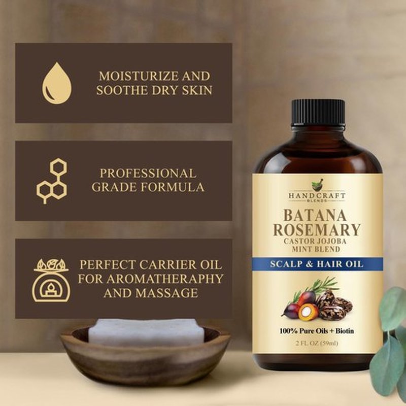 Batana & Rosemary Hair Oil - Scalp Treatment for Thinning Hair & Dry Scalp - 2 Fl Oz Nourishing Formula