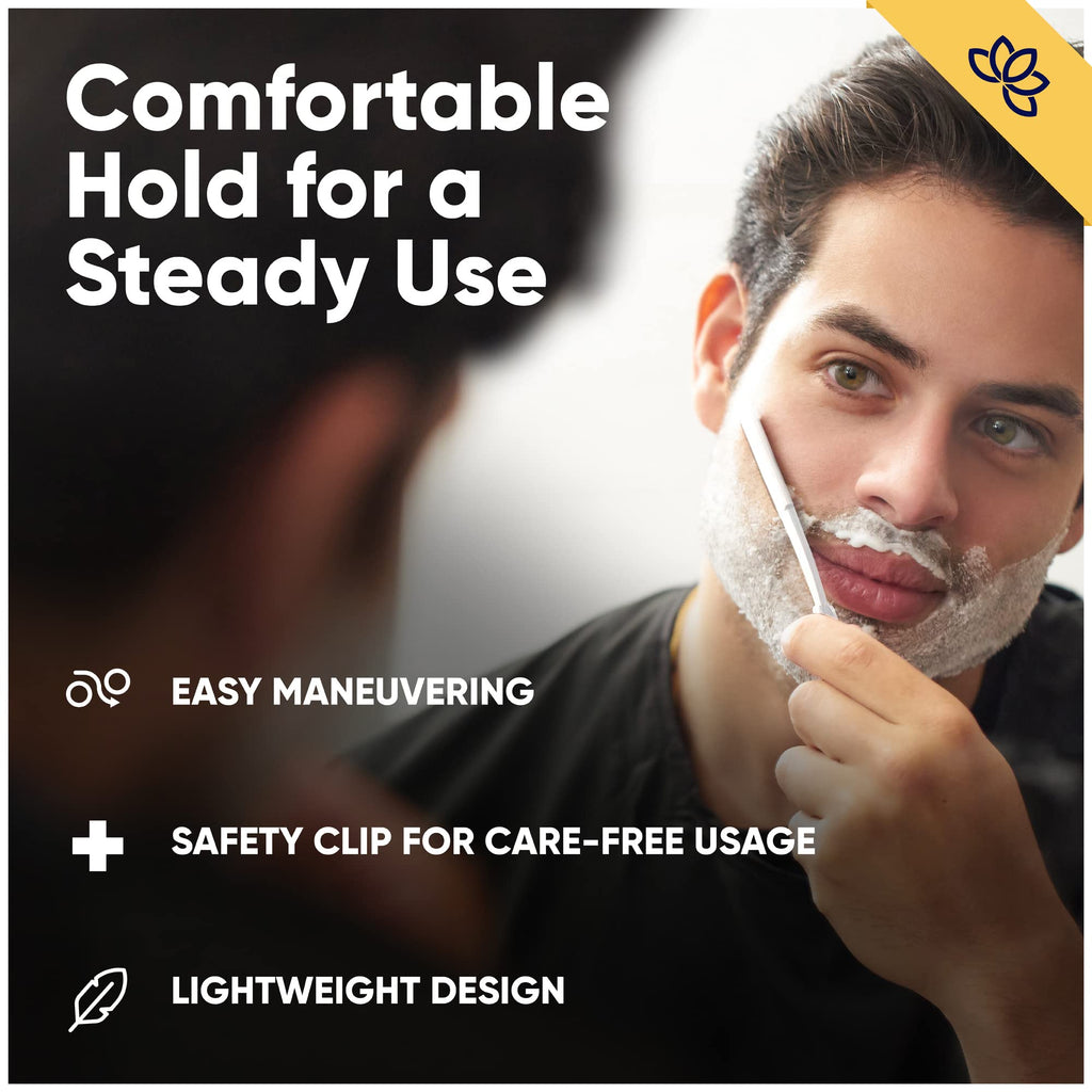 Equinox Straight Edge Razor - Includes 100 Single Derby Blades - Professional Manual Shaver - Stainless Straight Razor Steel - Ideal for Close Shaving - Stainless Straight Razor