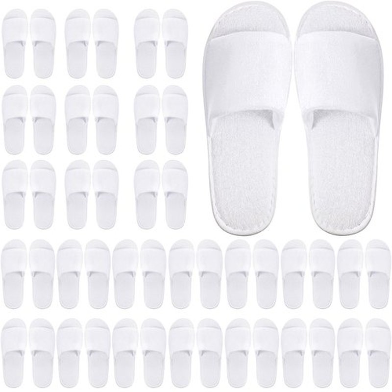 Geyoga 24 Pairs Spa Disposable Slippers Open Toe Non Slip Slippers for Women Men Guests Hotels Home Party Housewarming(White)