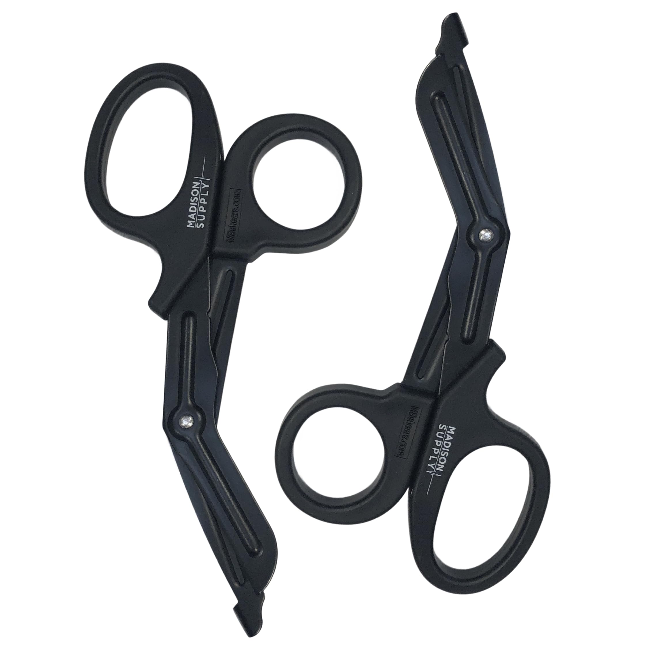 Madison Supply EMT and Trauma Shears for Left and Right Hand -7.5-Inch Bandage Scissors, Stainless Steel Medical Shears -Fluoride-Coated Blades for First Responder, Nurse, and Doctor (2 Pack, Black)