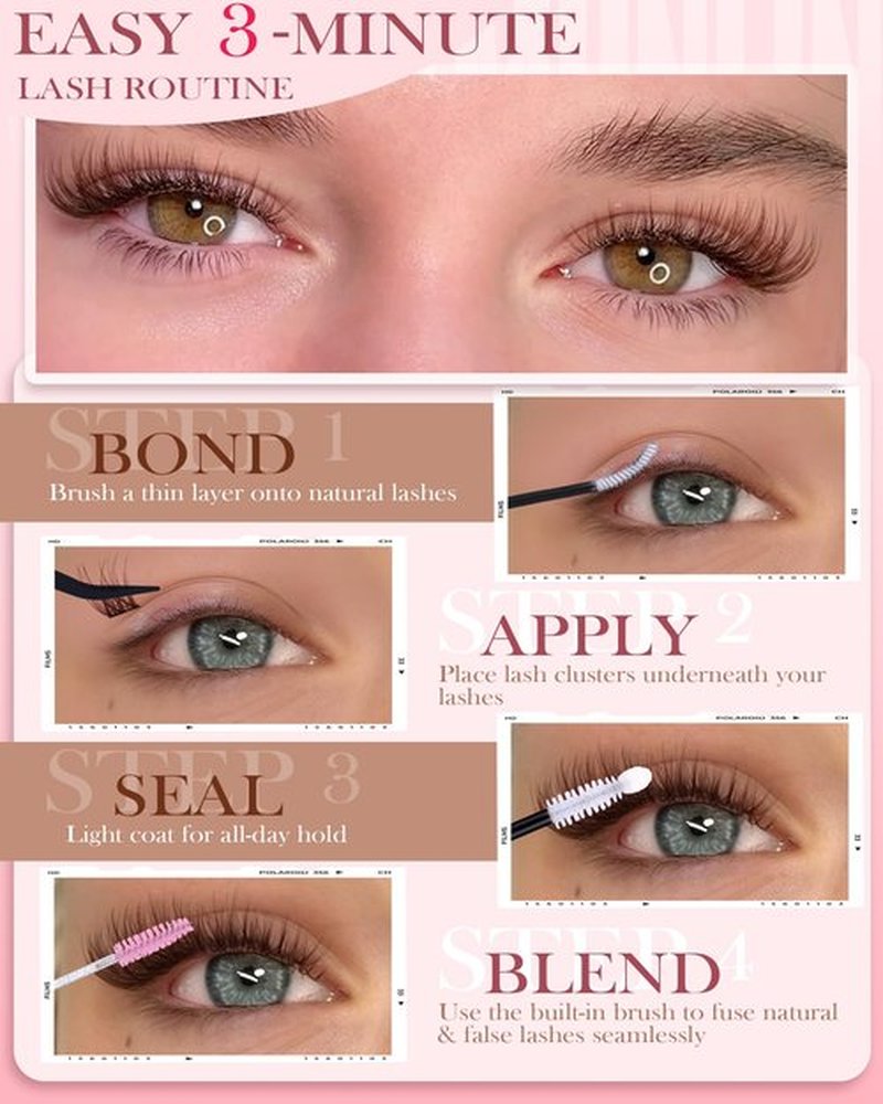 Natural Brown Lash Clusters Kit Wispy Eyelashes Clusters Kit C Curl Cluster Eyelash Extensions 10-16mm Cluster Lashes DIY Eyelash Clusters Waterproof Individual Lashes Extension Kit with Brush