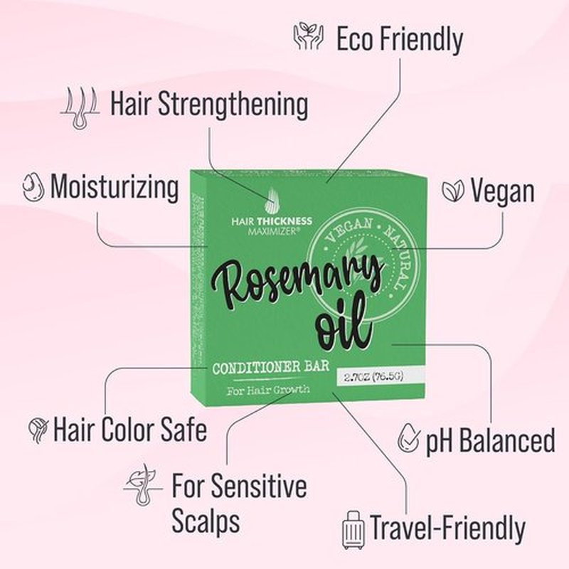 Skiennix Rosemary Oil Conditioner Bar - Eco-Friendly, Vegan, Color Safe | Strengthens & Hydrates Hair, USA Made