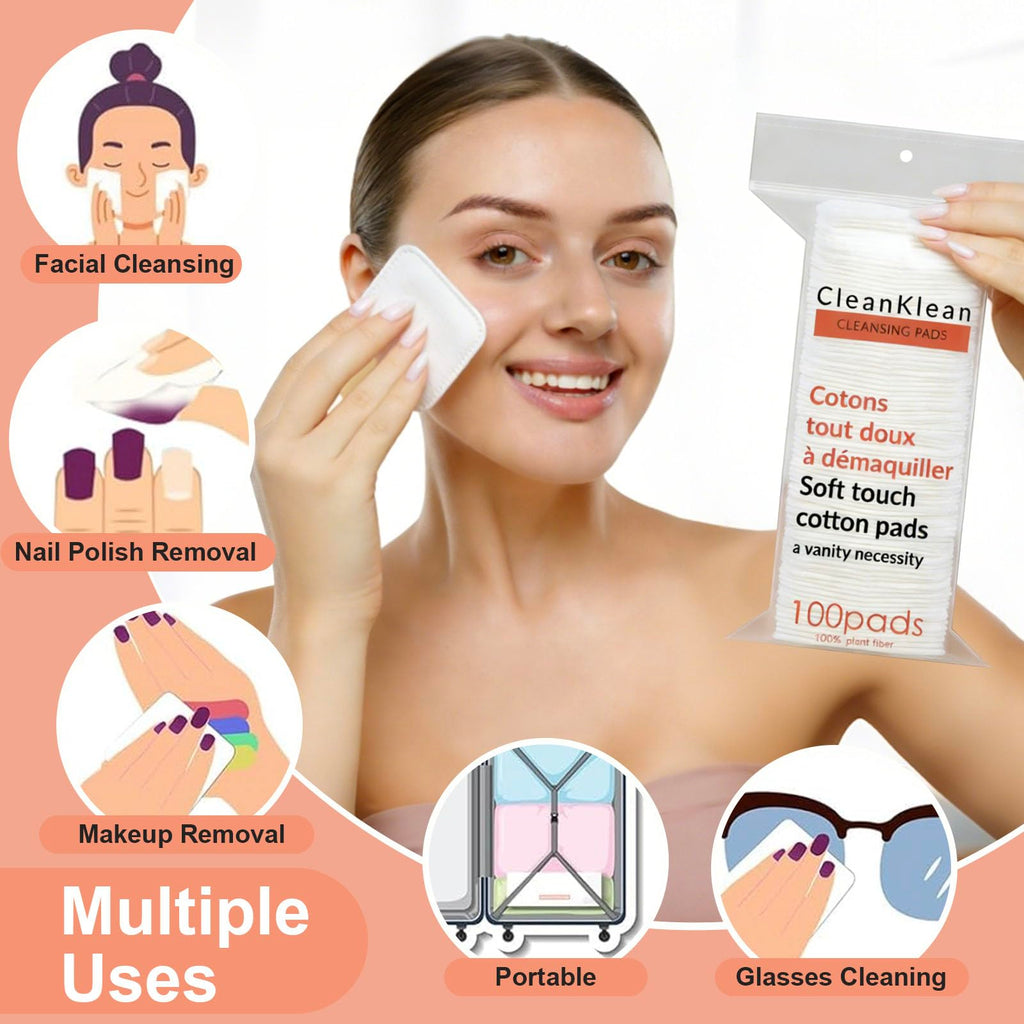 Large Cotton Pads for Face 300 Count, Makeup Remover Pads for Sensitive Skin Soft & Lint-Free Ultra-Absorbent Hypoallergenic Cotton Rounds for Face, Unique Three-Layer Upgraded Edge Stitching