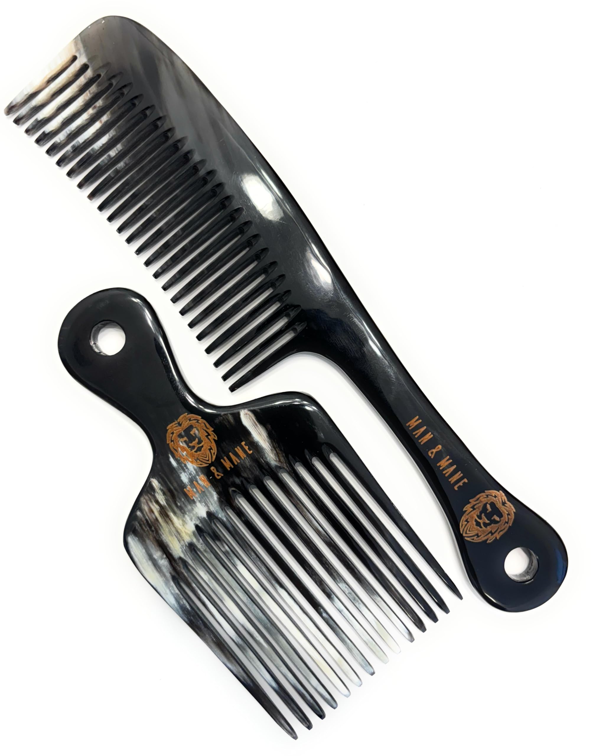 Premium Handmade 100% Oxhorn Anti-static Detangling Styling and Hair Pick Combs Combo Pack for Women & Men