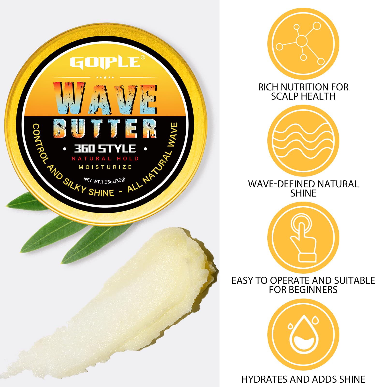 Wave Pomade for Men Strong Hold Easy Wash 360 Wave Training Hair Cream, Waves Grease for Men Promotes Layered Waves, Moisture, Silky Shine, Wave Pomade Wave Brushe Silky Durag Wave Cap Set (Blue)