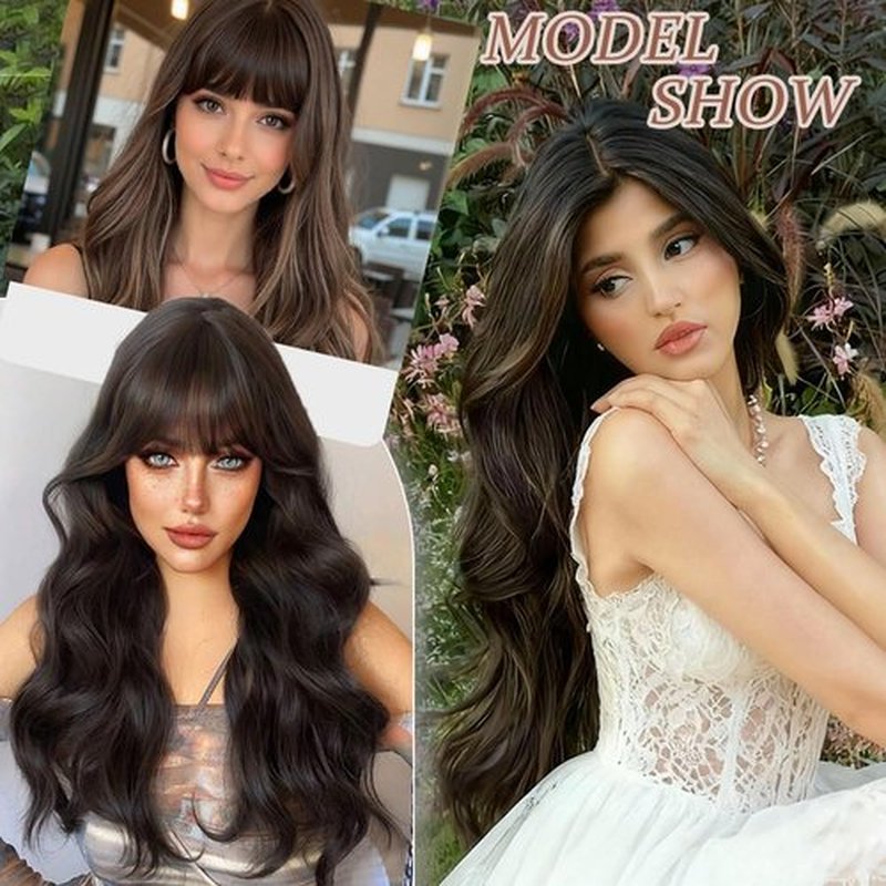 HAITOO Hair Toppers for Women, 18 Inch Toppers Hair Pieces for Women with Thinning Hair Wispy Clip in Bangs 360° 3D Big Coverage Base Curly Wavy (Dark Brown, 18Inch Wispy bangs)
