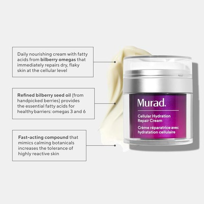 Murad Cellular Hydration Barrier Repair Cream - Nourishing Face Moisturizer with Bilberry & Omega Fatty Acids for Dry Skin - 1.7 Fl Oz