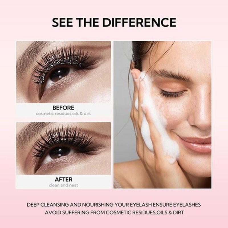BREYLEE Eyelash Cleanser - Paraben & Sulfate Free Shampoo Foam with Brushes | 60ml (2 fl oz) for Home & Salon Use