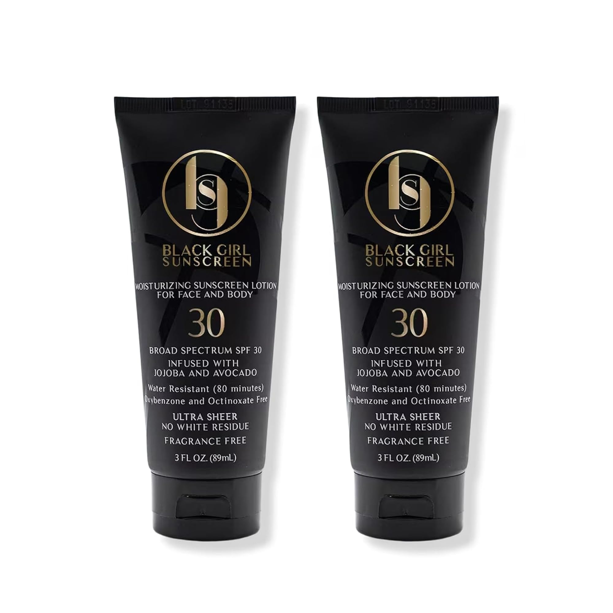 Black Girl Sunscreen SPF 30 for the Face & Body - Moisturizing Sun Protection, SPF 30, Sun Lotion for Women, Ultra Sheer, Travel Size, No White Cast for Melanin Rich Skin - 3 fl oz, 2-Pack