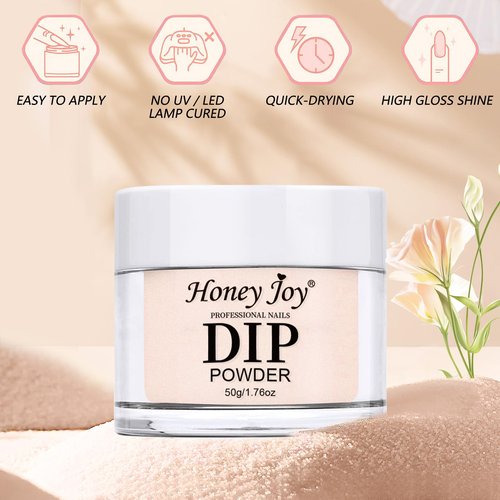 Honey Joy Clear Dip Powder - 1.76Oz/50g Dipping Powder for French Nail Art, Long-Lasting, Odor-Free, No Nail Lamp Needed, Perfect for DIY Manicure at Home or Salon, Strengthening Nails (Dip-50g-Nude)