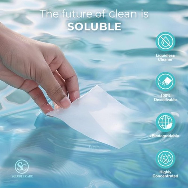 Soluble Care: Foaming Hand Soap Dissolvable Sheet Starter Kit | Includes 8 oz. Foaming Dispenser & 4 Full Bottle Refills - Sustainable, Earth-Friendly Cleaning Solution - Coconut Scent