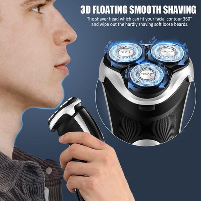 MAX-T Men's Electric Shaver - Corded & Cordless 3D Rotary Razor with Pop-Up Trimmer | IPX7 Waterproof