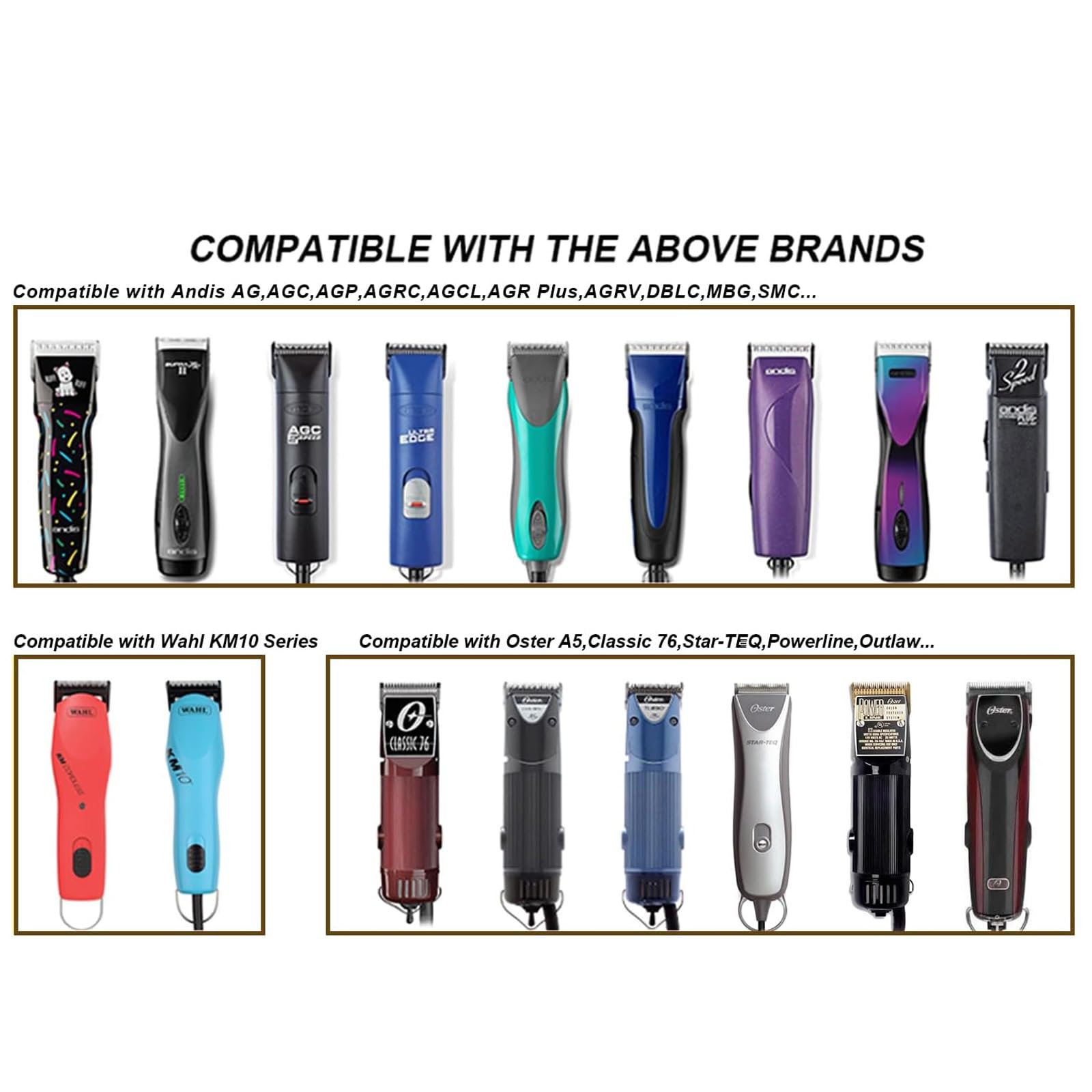 Audoc 10 Blades Dog Grooming Blades Compatible with Andis/Oster A5/Wahl KM-10 Series Dog Clippers,Detachable Clipper Replacement Blade,Black,Size 10 Blade 1/16" (10#/3PCS)