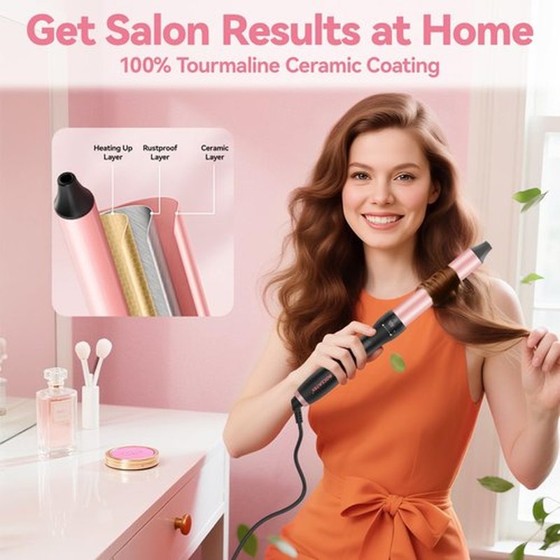 MOCEMTRY 5 in 1 Curling Wand Set (0.35"-1.25") with 3 Barrel Hair Crimper, Bubble Curling Wand and 3 Ceramic Barrels, Curling Iron 1 inch Crimper Hair Tool Waver with Two Temp Control, Gifts for Women