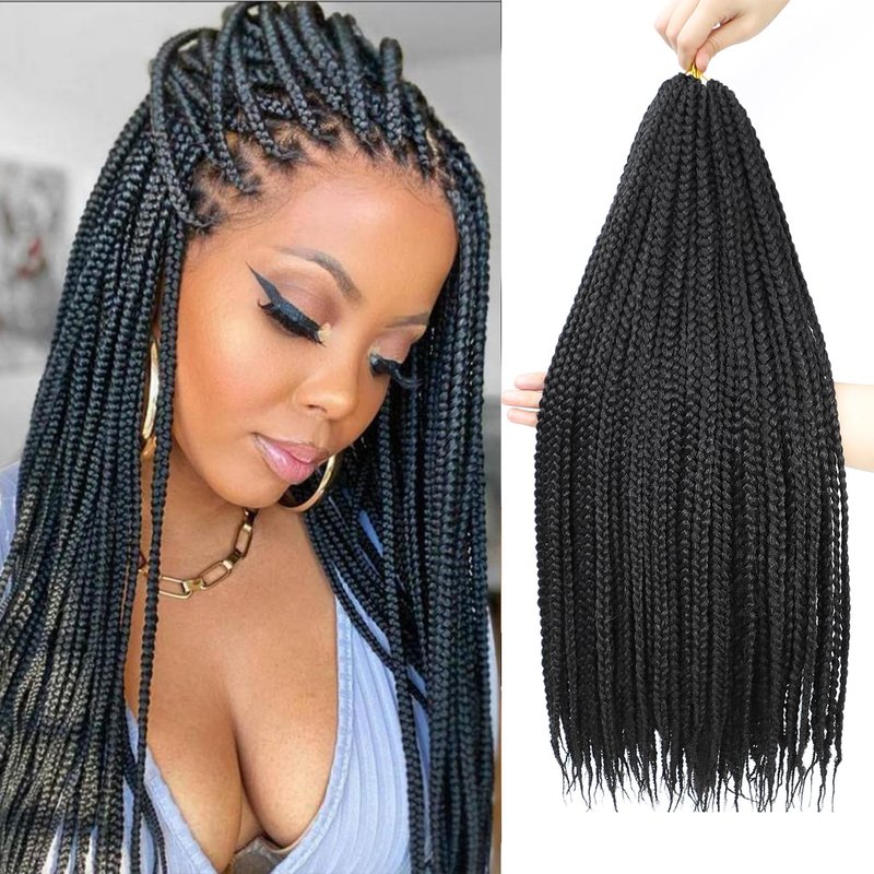 YUSSAY Crochet Box Braids 14 Inch 6 Packs 144 Strands Goddess Box Braids Crochet Hair Pre looped Crochet Hair for Black Women (14 Inch 1B)